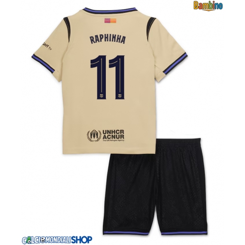 Maglie da calcio Barcelona Raphinha Belloli #11 Seconda Maglia Bambino 2025-26 Manica Corta + Pantaloni corti)